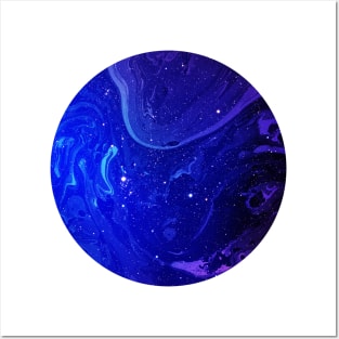 Circular Dark Blue Marble Posters and Art